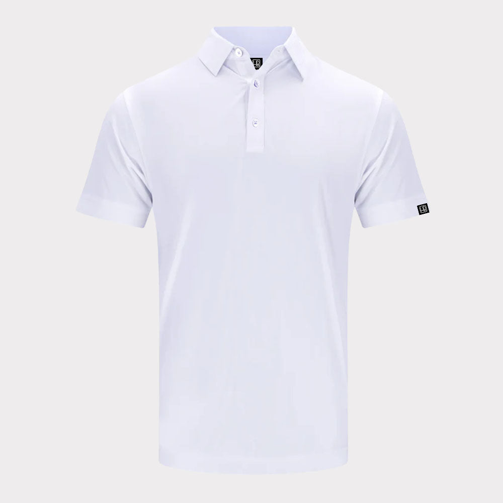 Polo de golf junior hole black Blanc pour enfant et homme jouant au golf