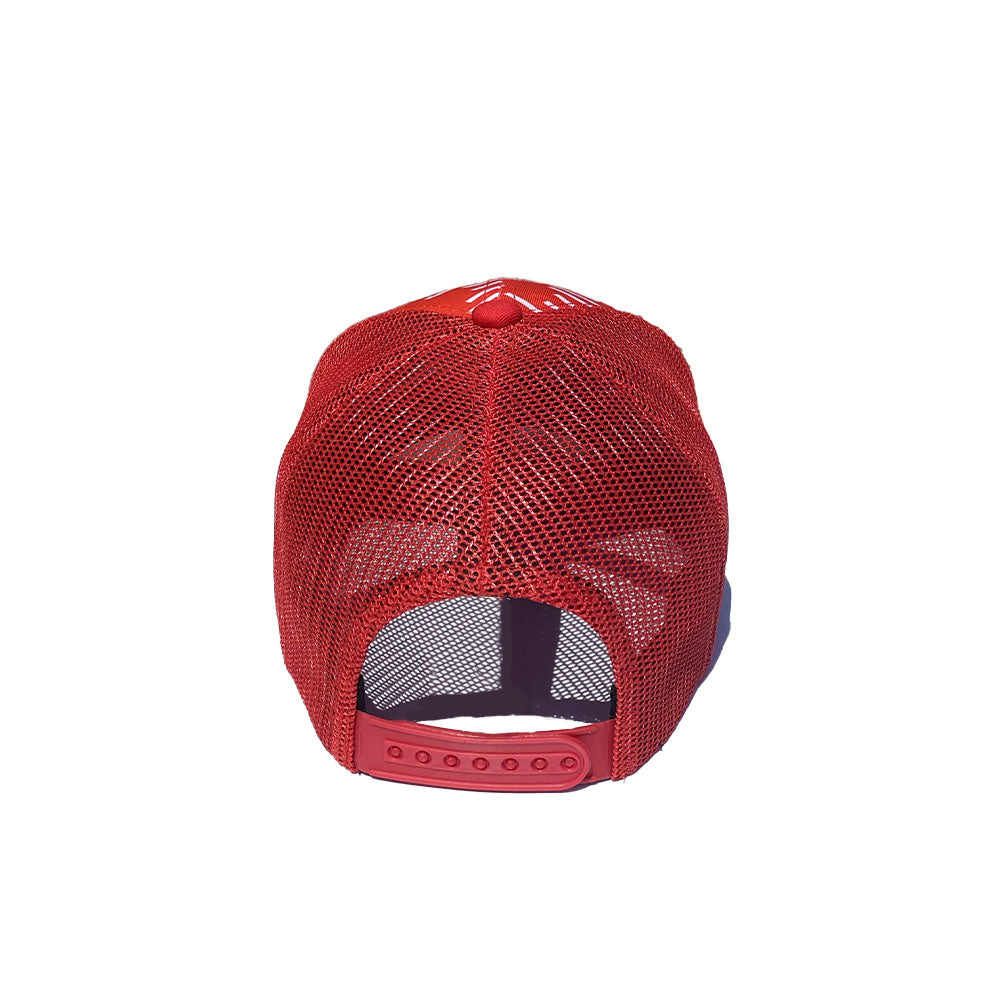 Hole Black Golf Casquette de golf rouge posée sur une table de dos