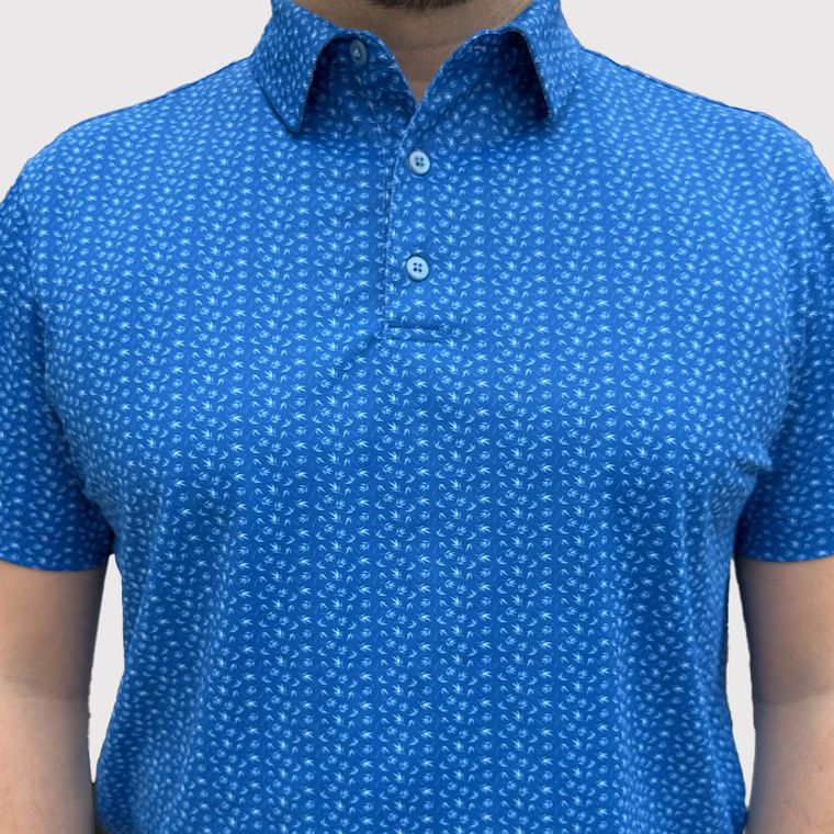 hole black golf polo bleu royal motif bambbo
