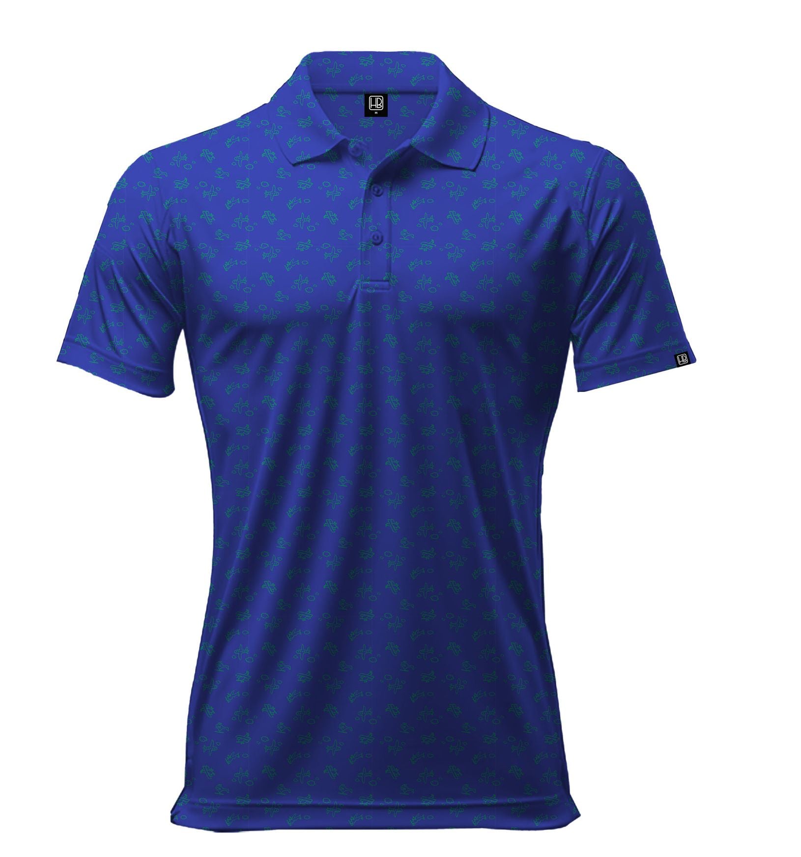 Polo de golf homme Hole Black été léger motif avion de face 