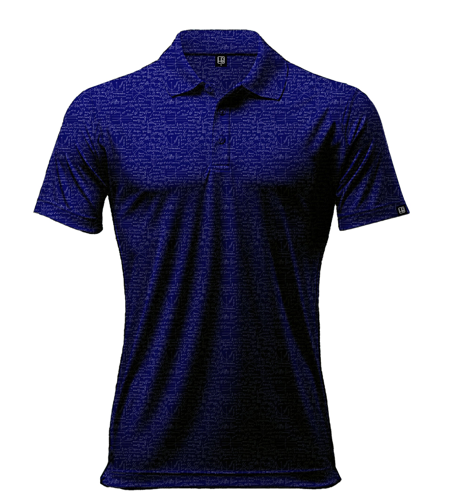 Hole Black Golf Polo de golf homme bleu marine motif maths blanc été léger