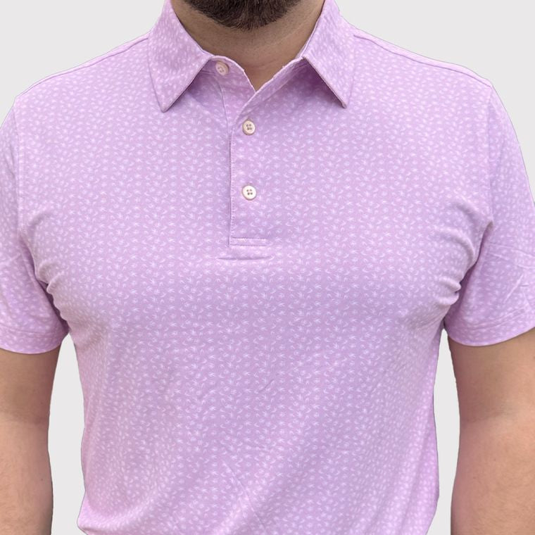 Hole Black polo de golf homme rose motif bamboo