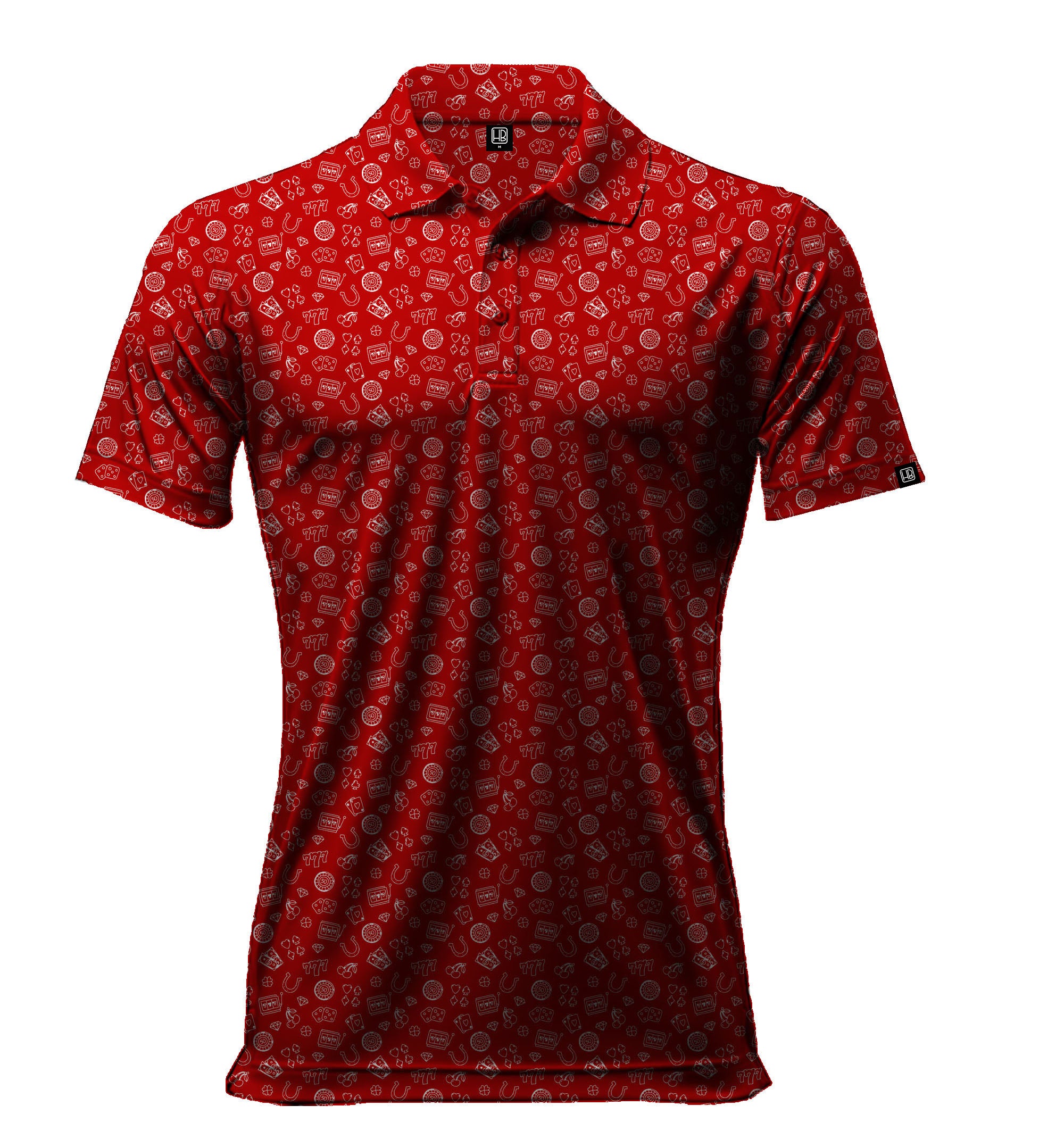 Polo de golf Hole Black pour homme Rouge Casino Jouer au golf chance
