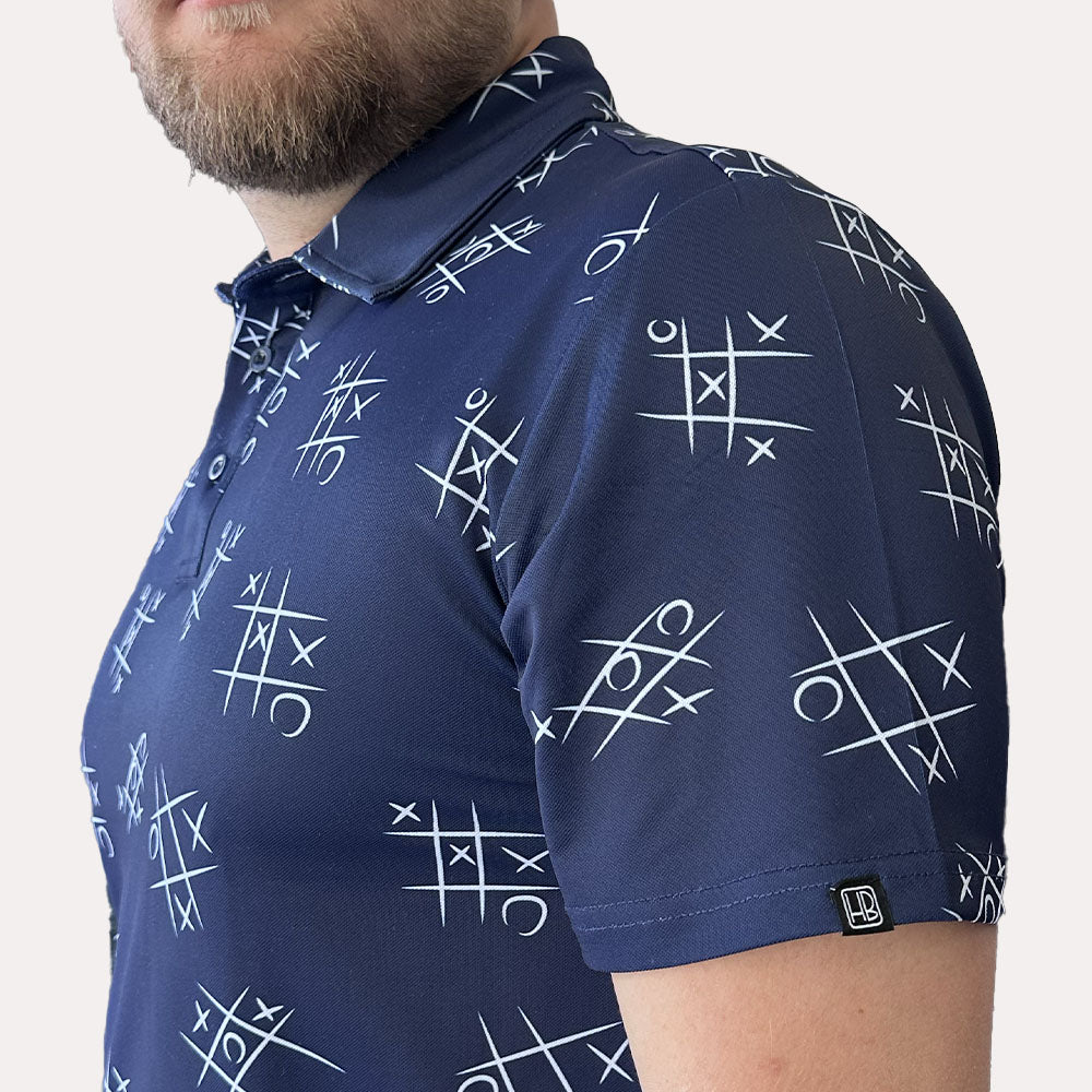 Polo de golf homme Hole Black été léger bleu marine et blanc morpion