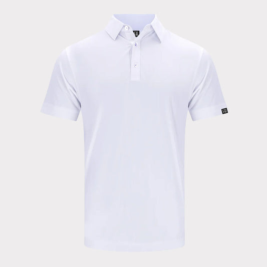 Polo de golf junior hole black Blanc pour enfant et homme jouant au golf