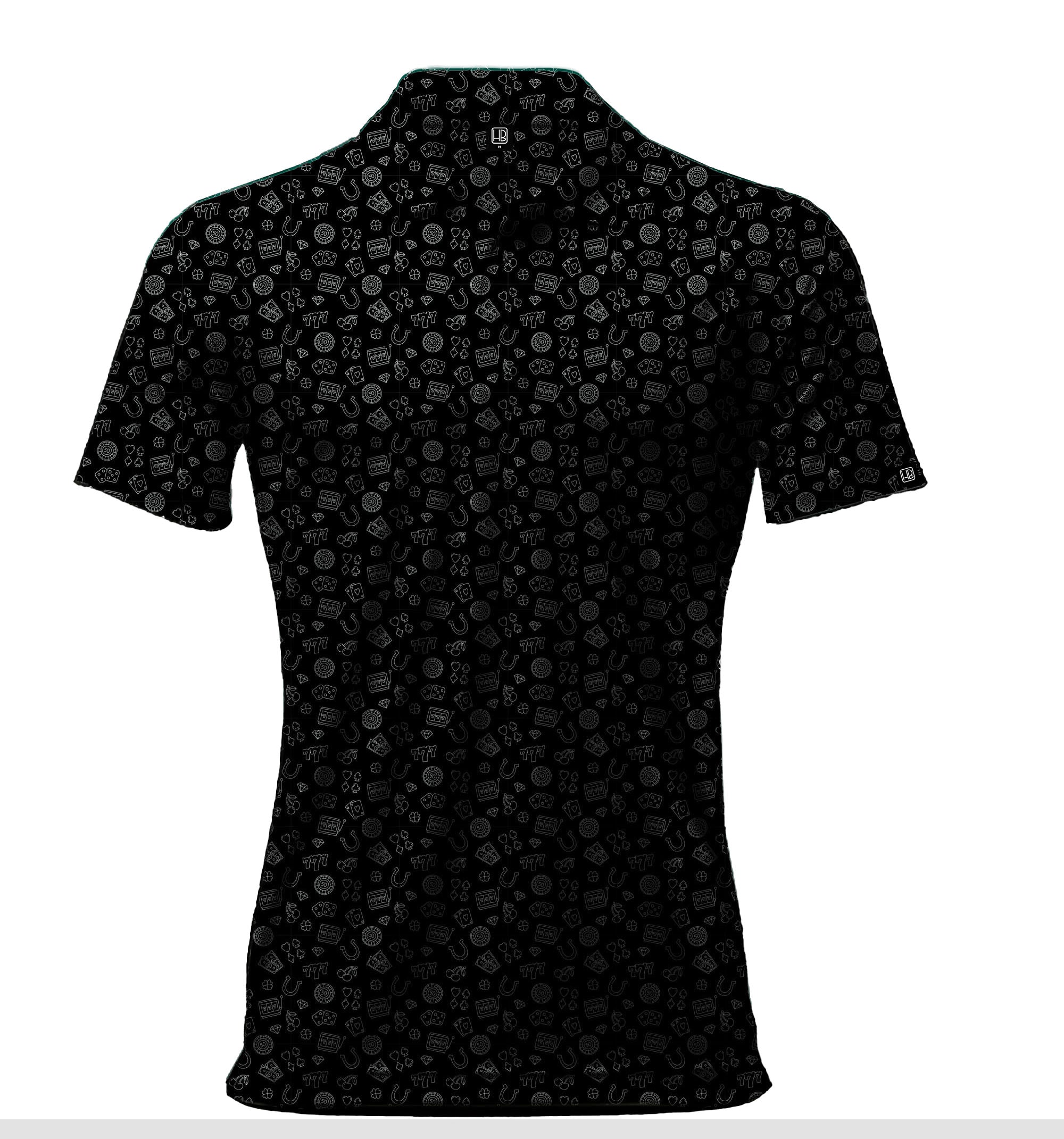 Hole Black Polo de golf pour homme noir imprimé casino gris