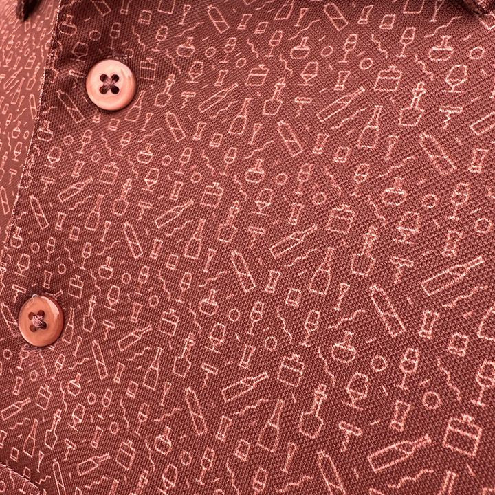 hole black polo de golf rouge terracotta zoom sur le tissu
