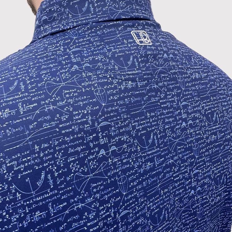 Hole Black polo de golf homme bleu marine maths vu de dos