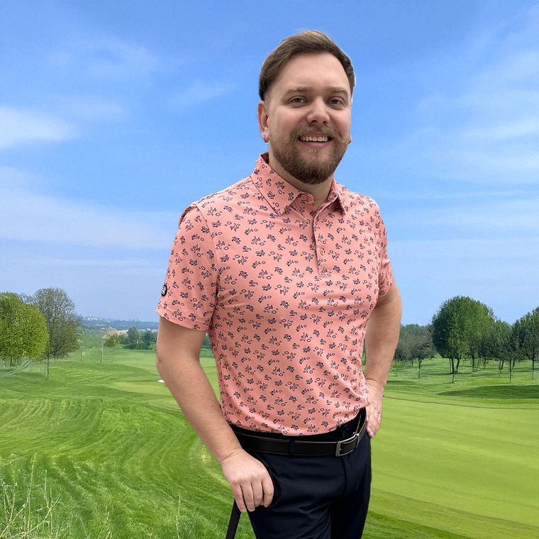 Hole Black polo de golf homme saumon corail avion bleu