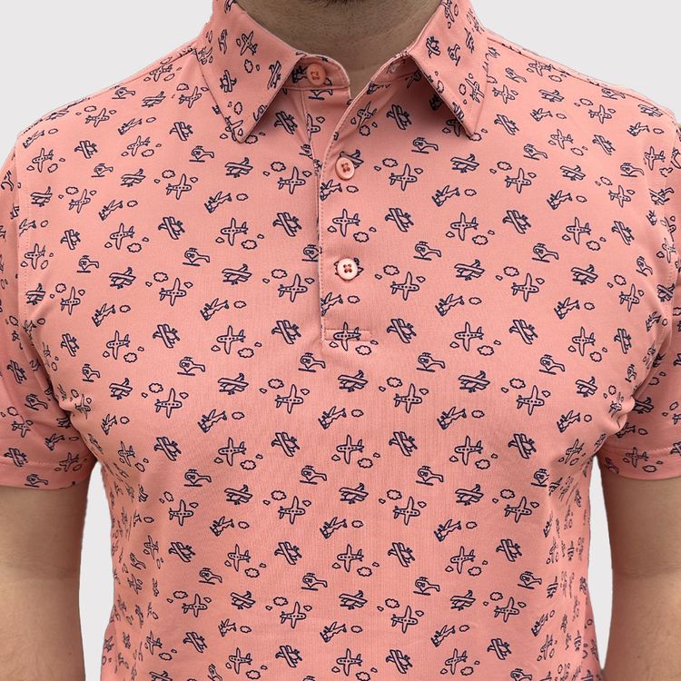 Hole Black polo de golf homme saumon corail avion bleu