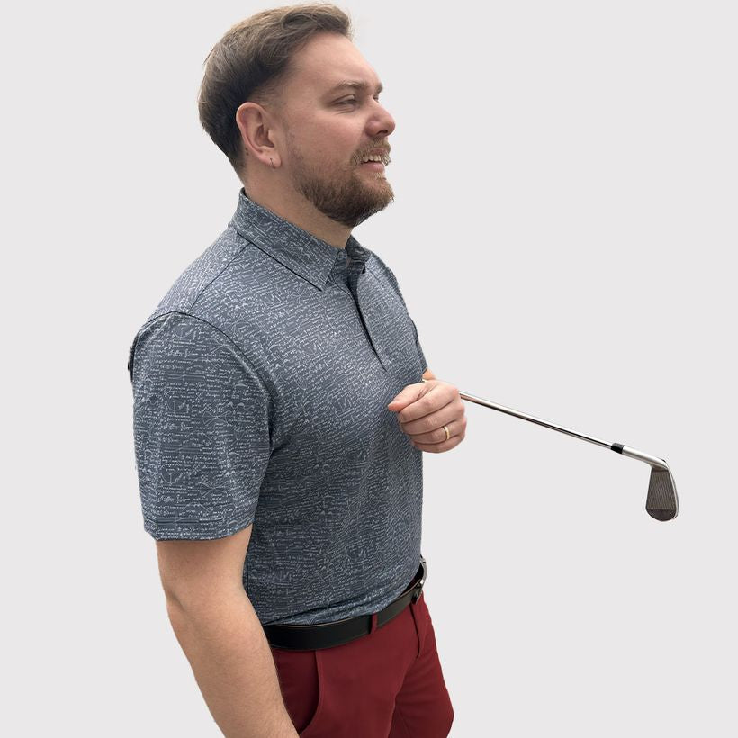 Hole Black polo de golf homme gris bleu