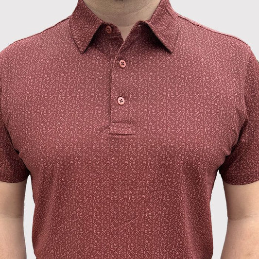 polo de golf rouge terracotta vu de face