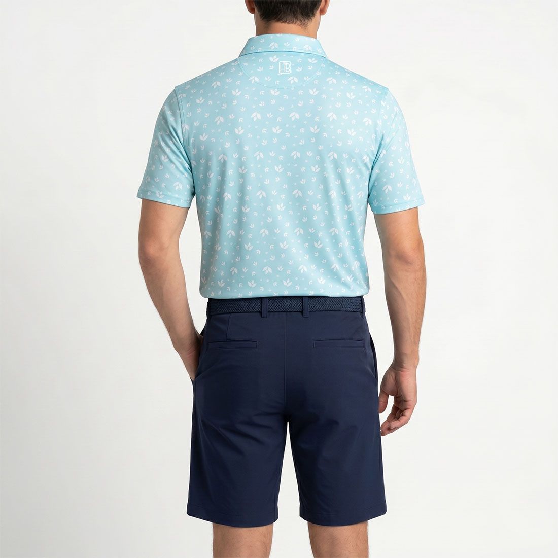 HB Fusion Polo de golf  Homme Fleurs Aqua