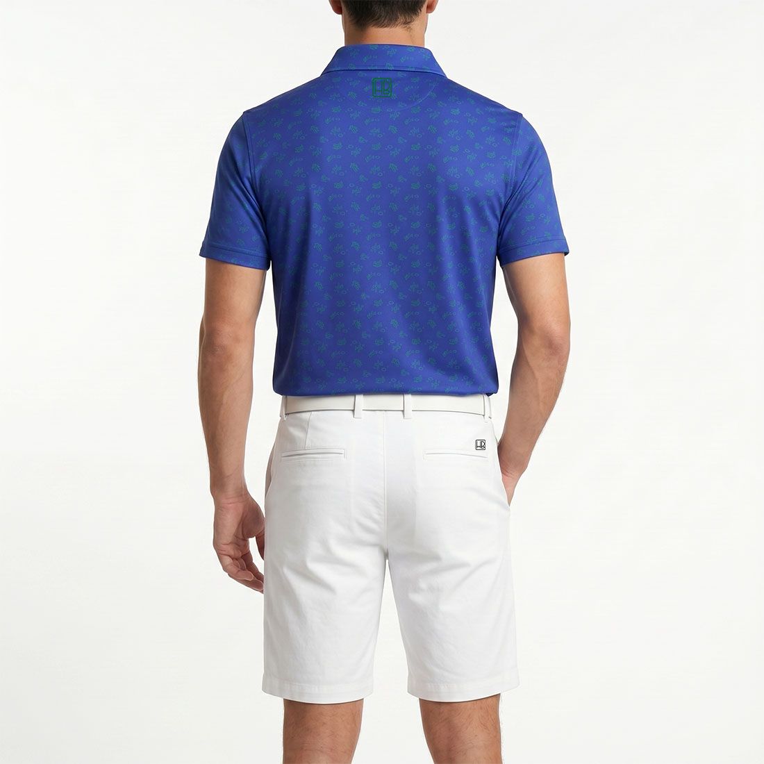 HB Fusion SS26 Polo de golf Homme Bleu Avion vert