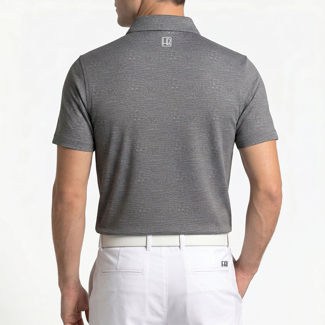 HB Fusion SS26 Polo de golf Homme Gris Maths