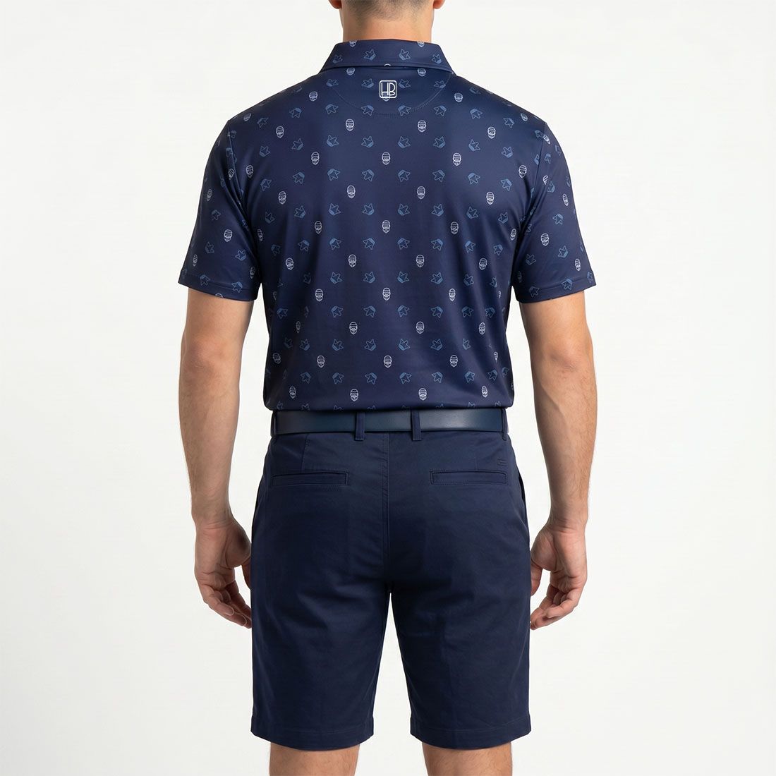 HB Fusion Polo de golf Marine Homme Barbu Couronne