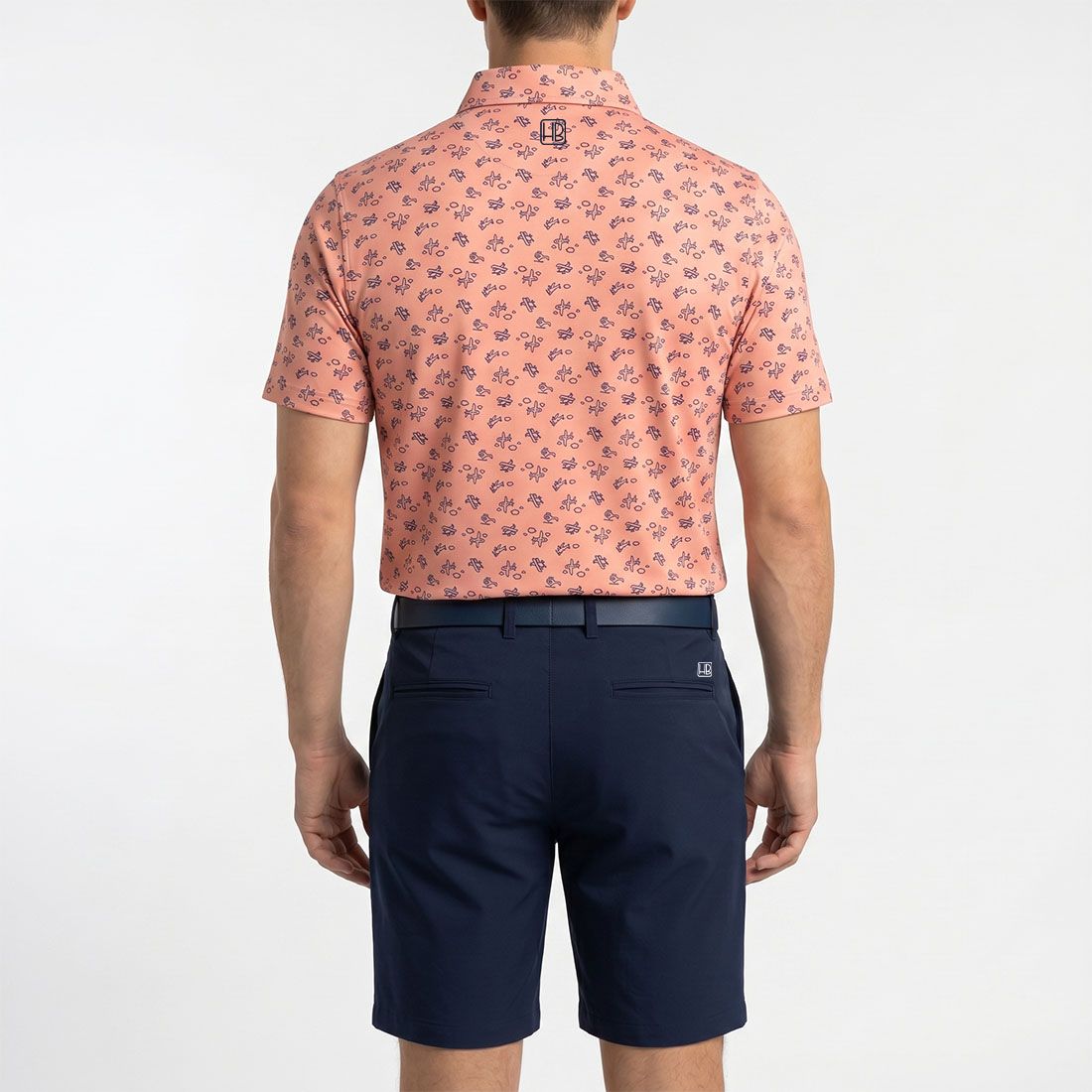 HB Fusion SS26 Polo de golf Homme Saumon Avion Bleu